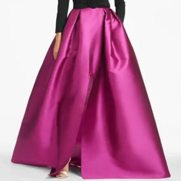 Sachin & Babi Black Magenta Desdemona Beaded Tie Waist Gown - Picture 2 of 7